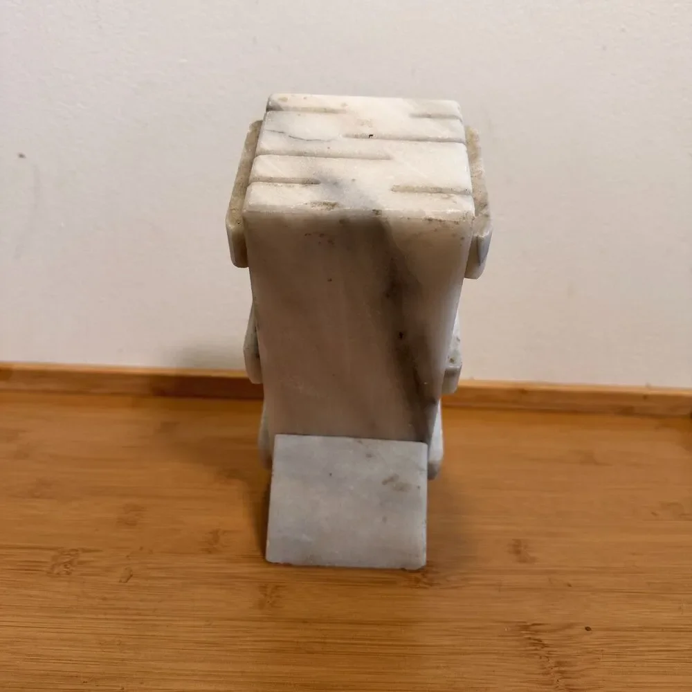 Vintage Marble Knife Block 6 Slot Heavy White Gray Stone Countertop Holder